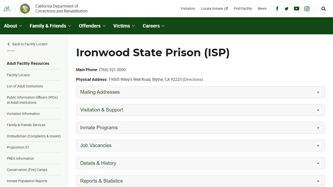 Ironwood State Prison (ISP) - California Department of ...