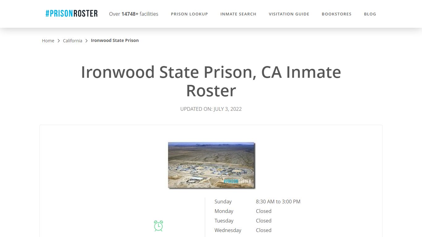 Ironwood State Prison, CA Inmate Roster