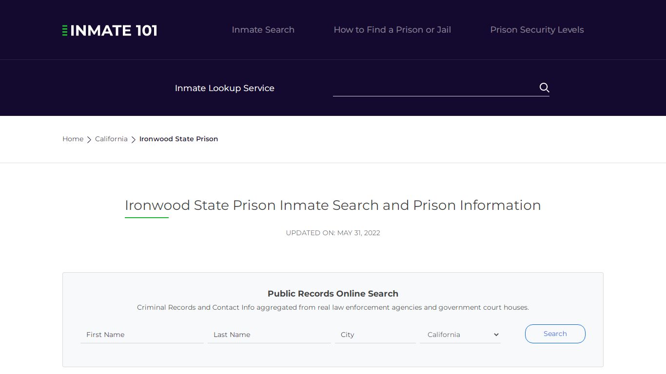 Ironwood State Prison Inmate Search, Visitation, Phone no ...